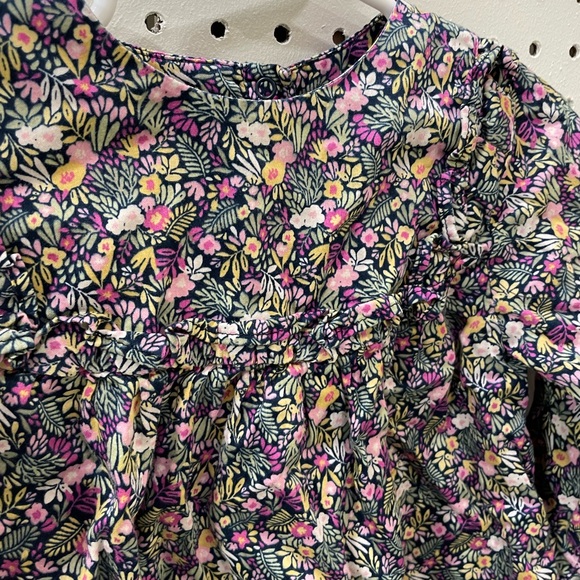 French floral toddler blouse shirt in pinks and greens - Picture 3 of 5